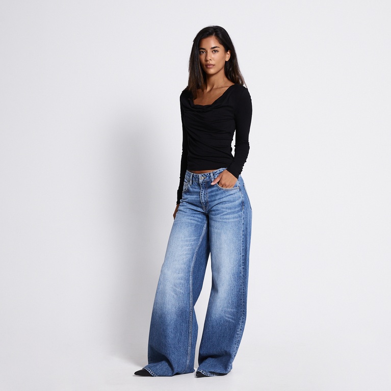 Two way draped long-sleeve top "Assia"